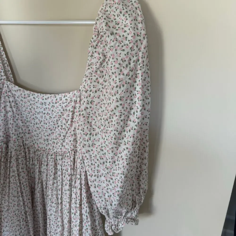 STORIA NWOT Floral Puff Sleeve Tiered Maxi Dress Summer Fairycore Preppy Boho - Picture 4 of 15
